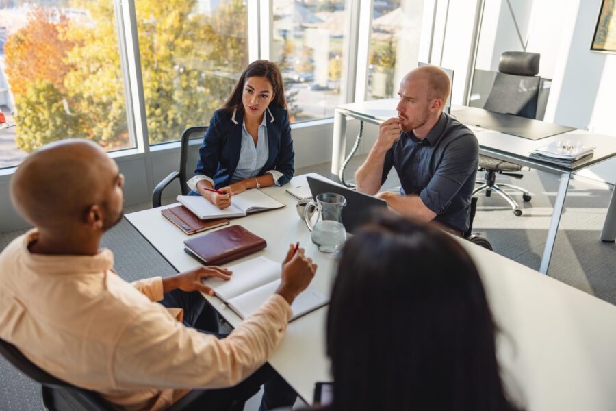 Business Group Developing Ideas And Thinking About Future In The Office